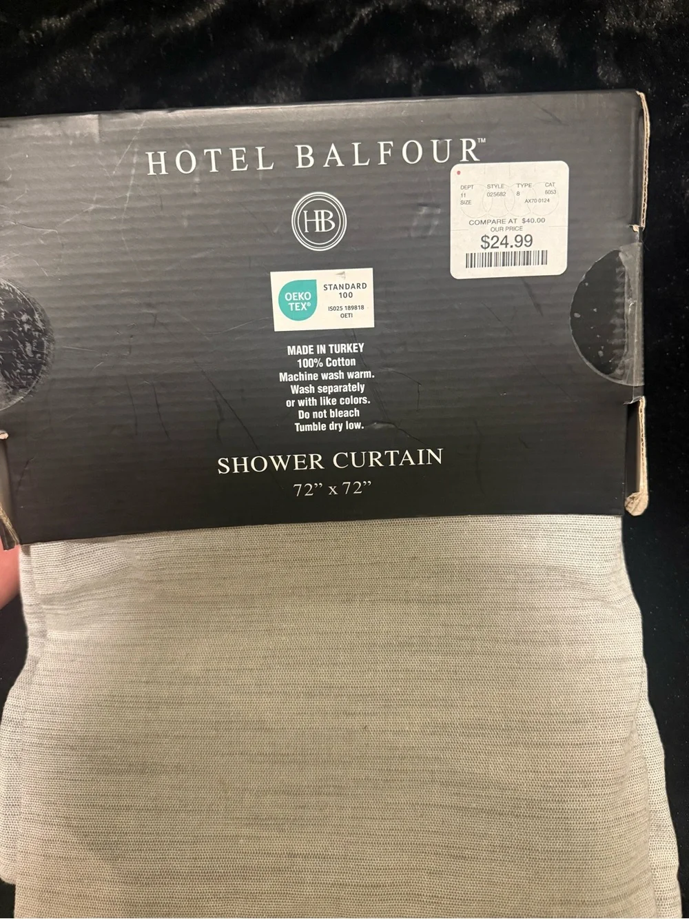 Hotel Balfour Turkish Cotton Shower Curtain - Light gray